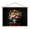 Boeket - Roze - Bloemen - Vaas textielposter latten blank klein -3d