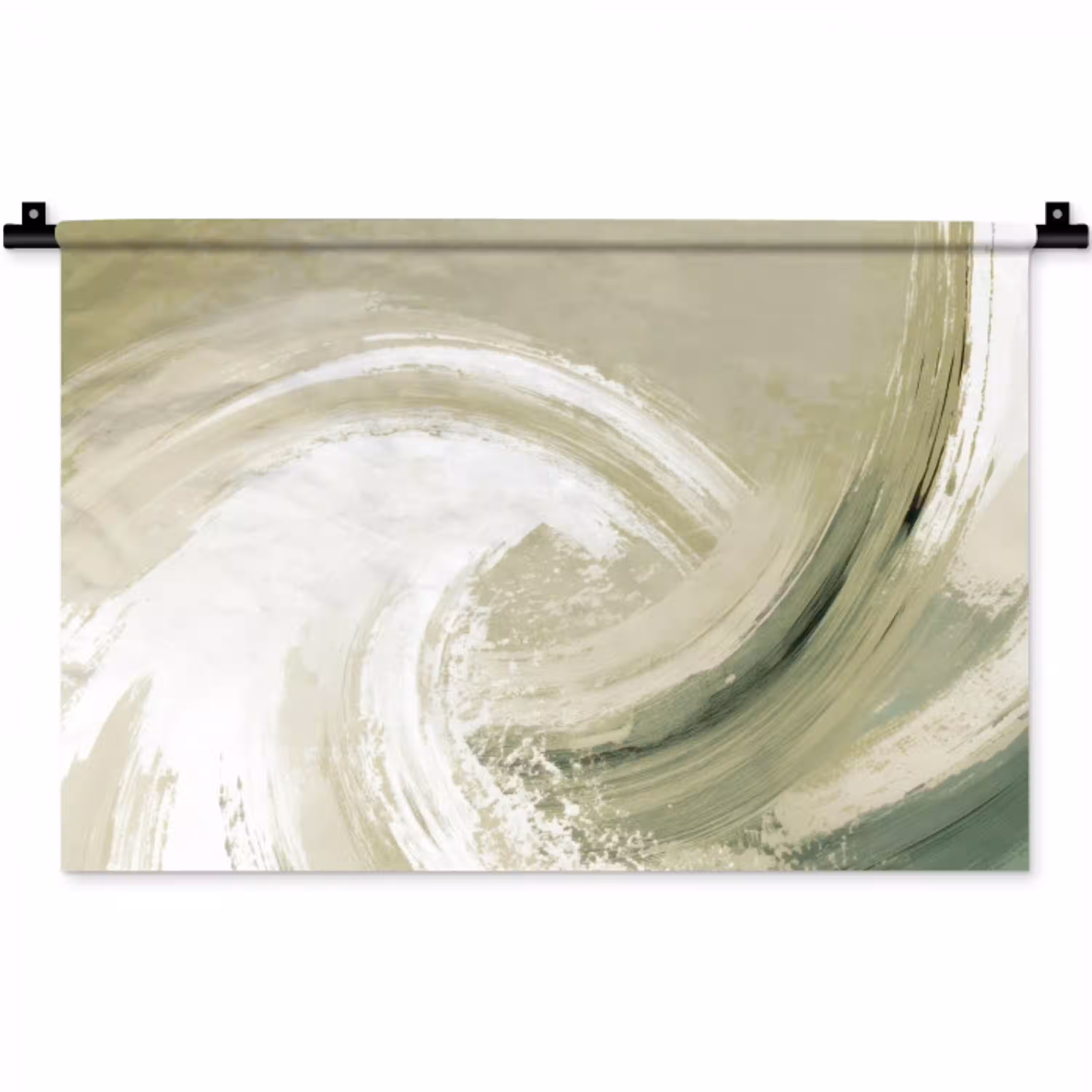 Abstract - Penseelstreken - Golven - Groen Wandkleed katoen klein -zz3d
