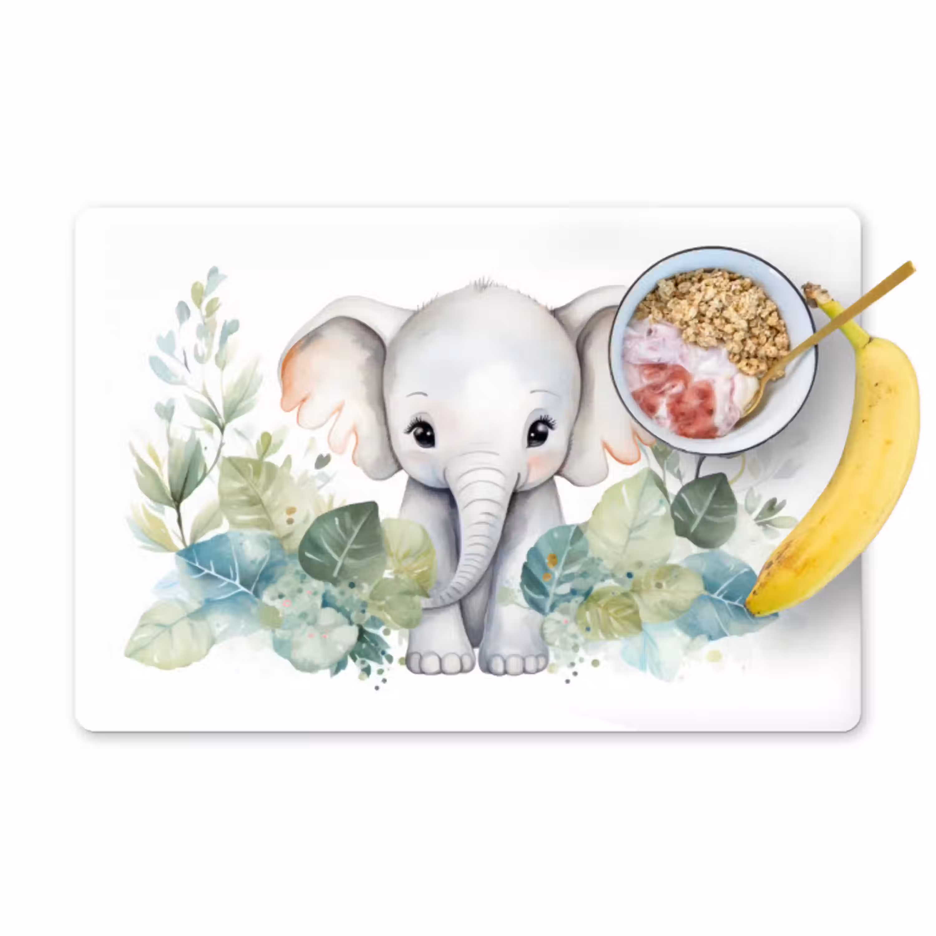Olifant - Dieren - Natuur - Kind - Watercolor Placemat vinyl groot -zzzproduct_Kitchenyeah-website