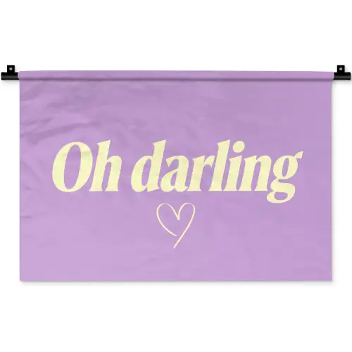 Oh darling - Hart - Paars Wandkleed katoen klein -zz3d