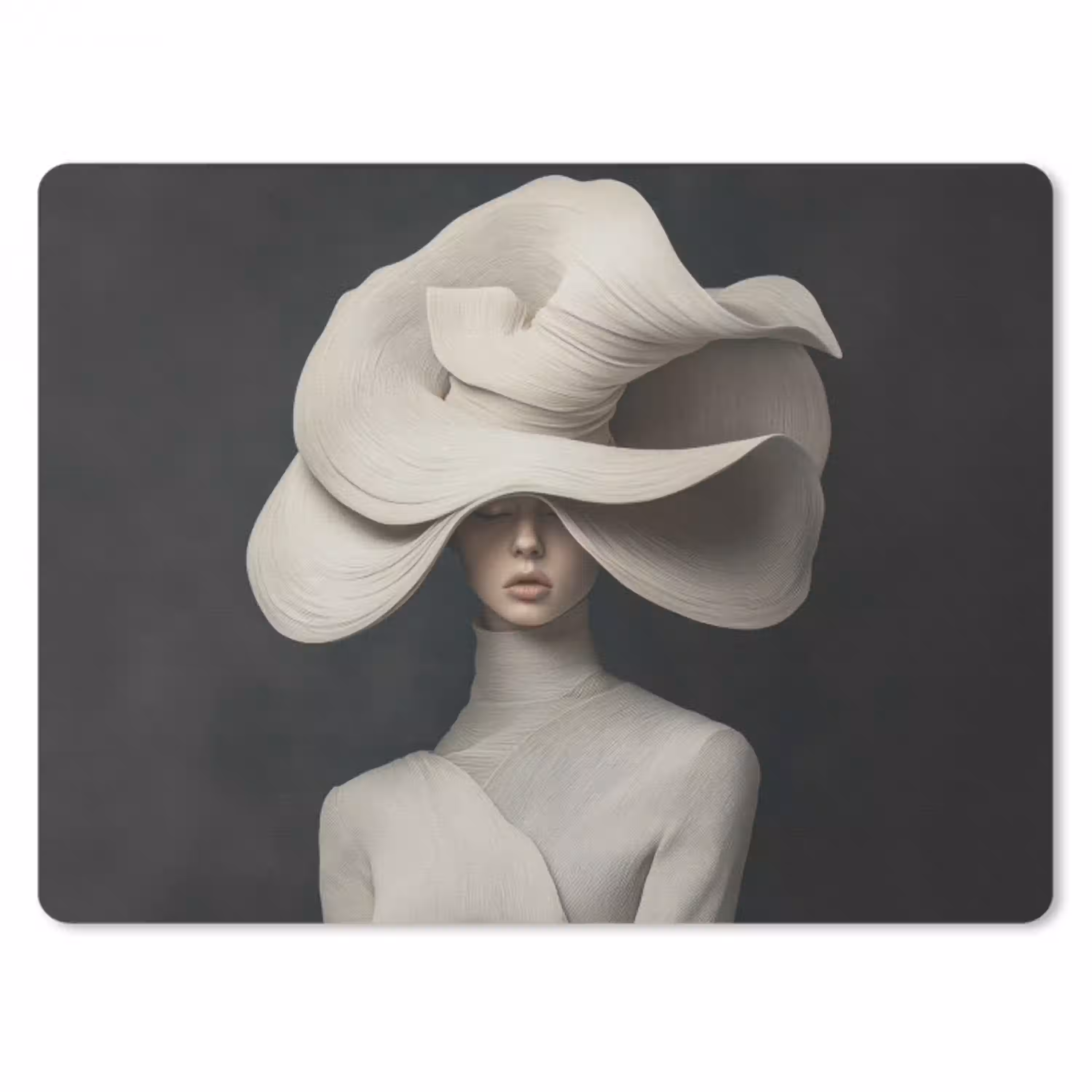 Modern - Vrouw - Hoed muismat rubber klein -3d