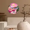 Stad - Roze - Palmbomen Wandcirkel plexiglas klein -sfeer1