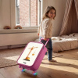 Torenkraan - Getekend - Oranje Kinderkoffer - Roze klein -sfeer1