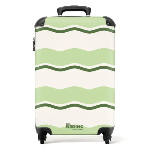Golvende strepen in groene tinten NBS - Handbagage koffer - Kinderen Unisex middel -productfoto_recht