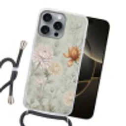 Illustratie - Bloemen - Groen Hoesje iPhone 16 Pro Max met koord klein -sfeer1