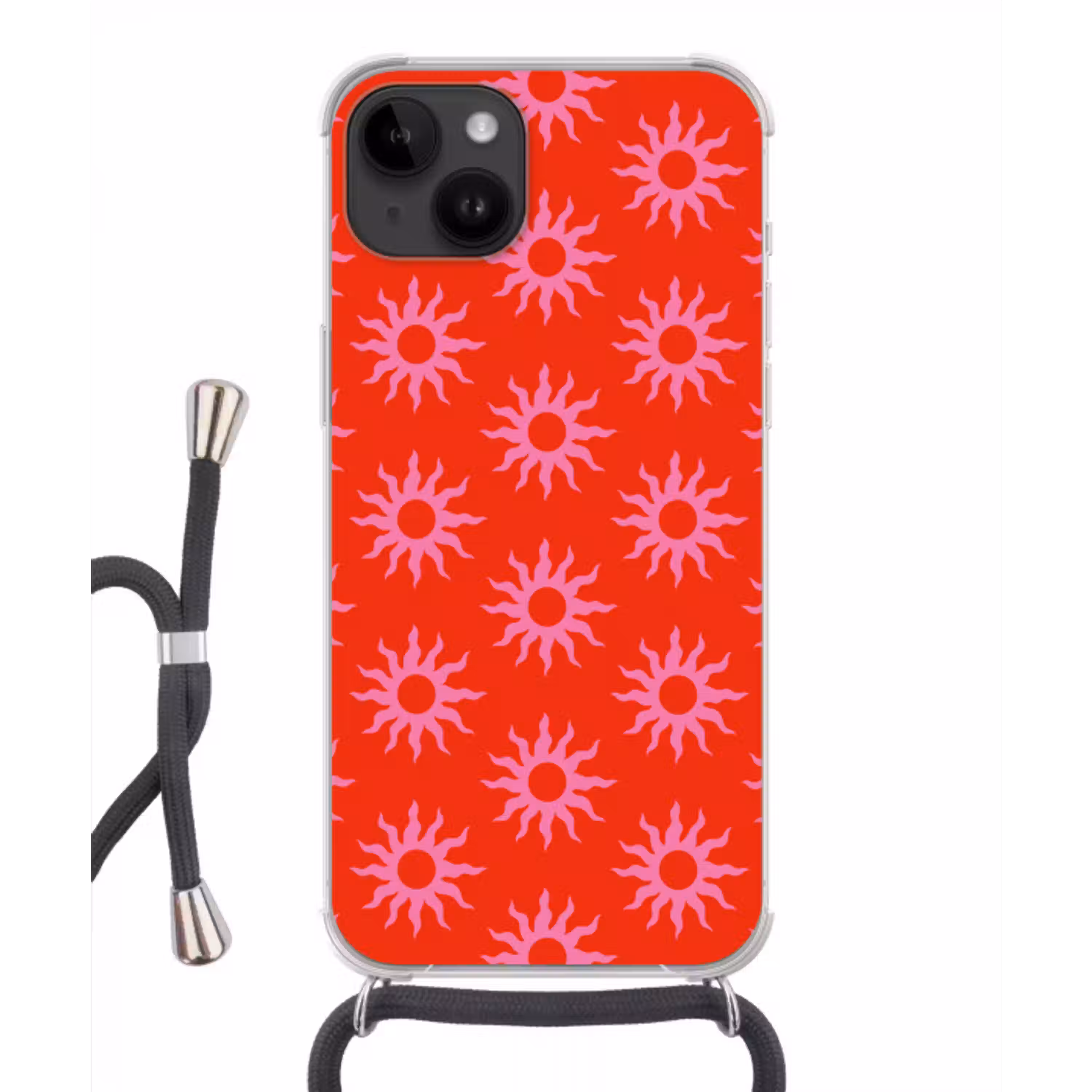 Zonnen - Rood - Roze - Patroon - Zomer Crossbody Case iPhone 14 middel -3d