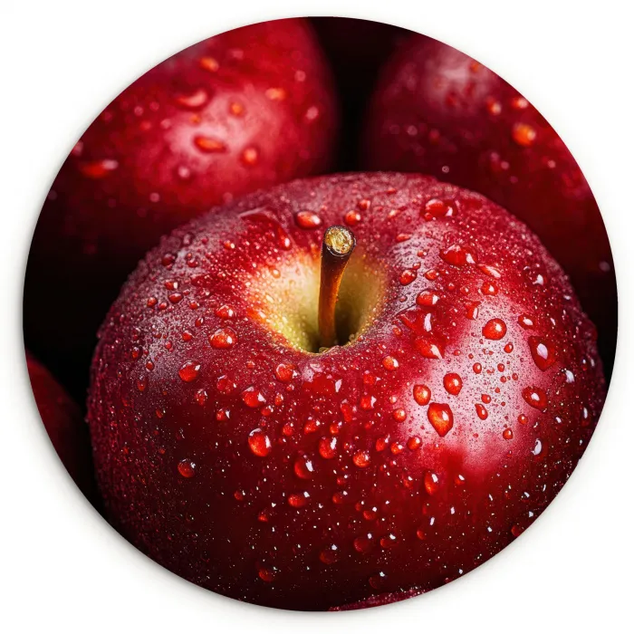 Rood - Appels - Fruit Wandcirkel kunststof plaat 5mm dik klein -3d