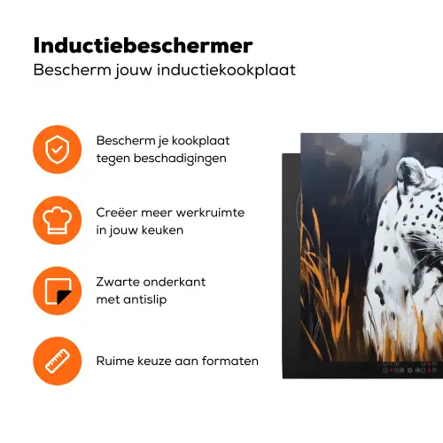 Luipaard - Oranje - Wit - Gras Inductie beschermer vinyl 3mm klein -zzzzzzz-td-ups