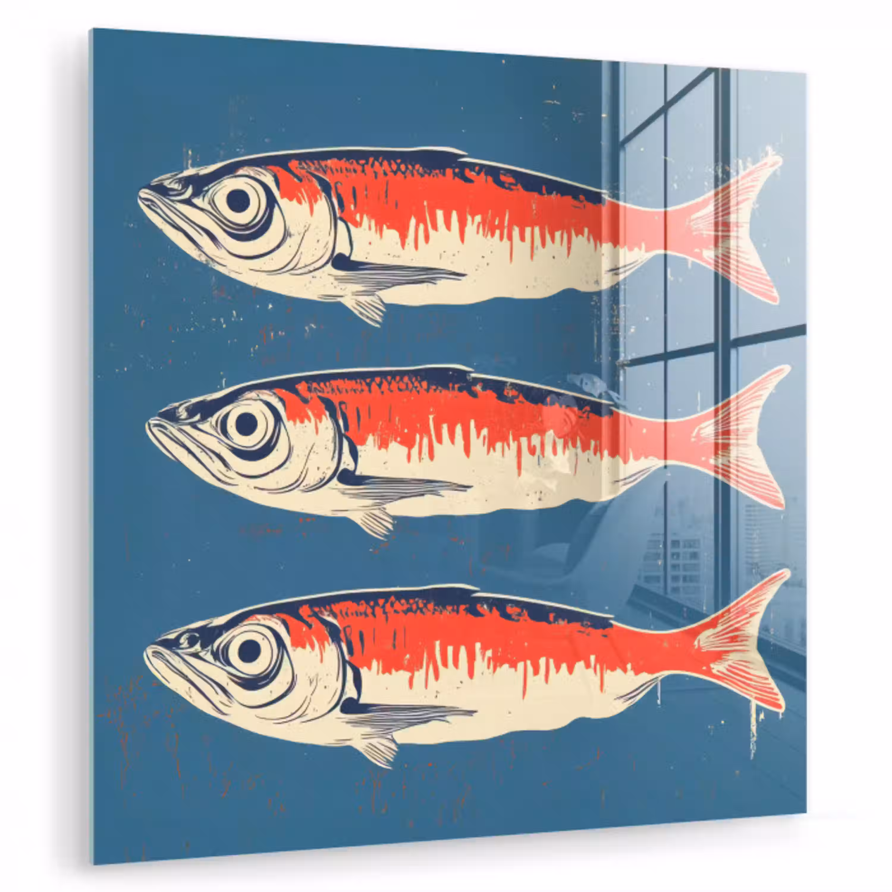 Vissen - Rood - Blauw plexiglas 5mm klein -zzzproduct_nieuw