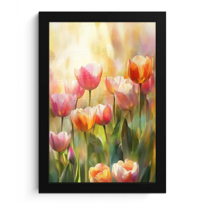 Tulpen - Sprookjesachtig - Kleurrijk fotolijst zwart zonder passe partout klein -3d