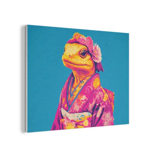 Bloemenkrans - Hagedis - Kimono - Paars PET vilt klein -3d