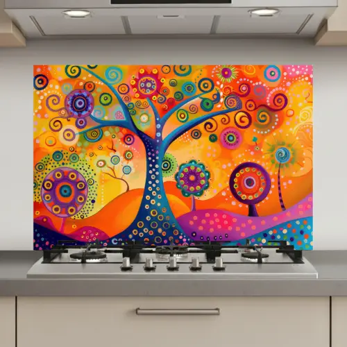 Boom - Levensboom - Abstract - Kleurrijk keuken achterwand spatscherm klein -3d_website