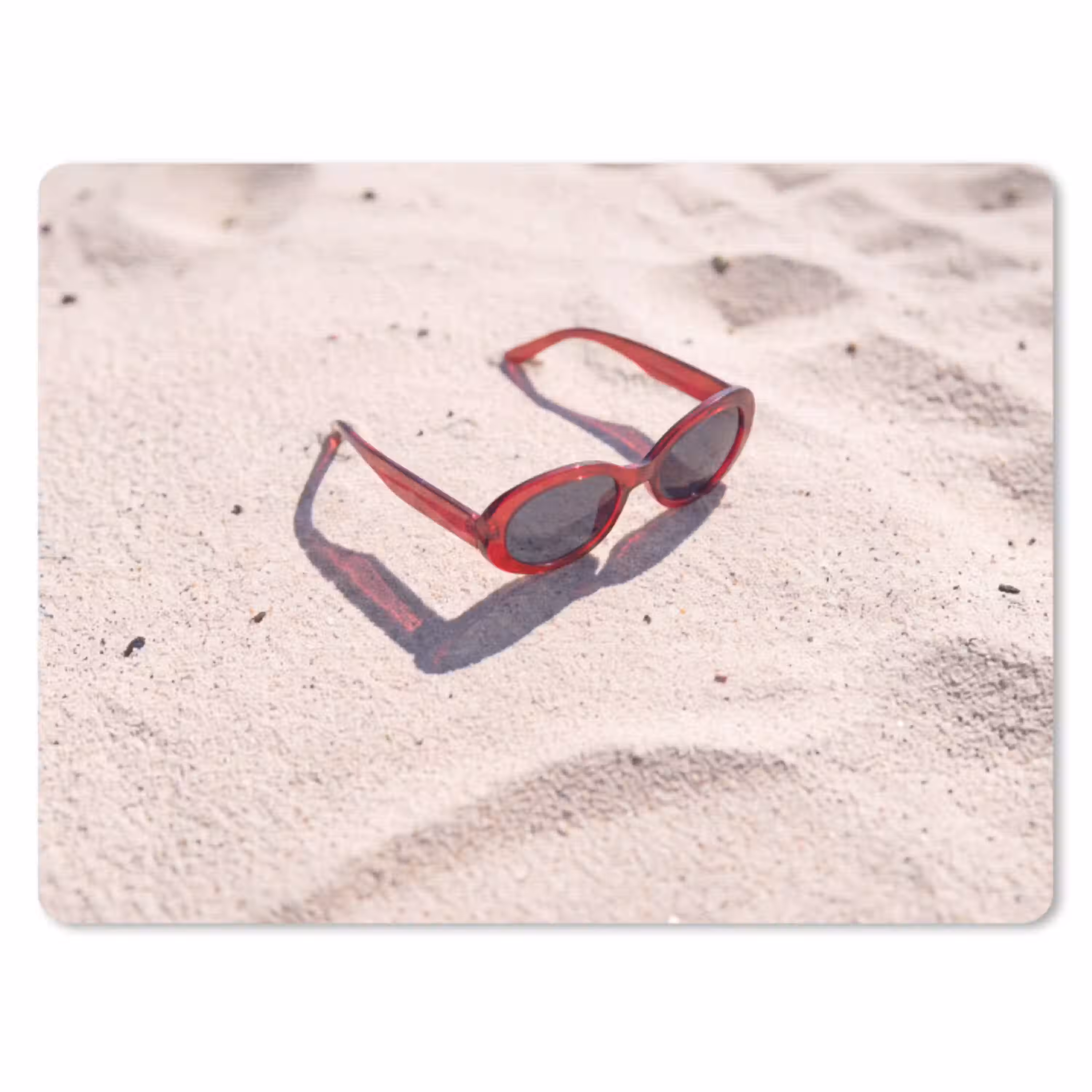 Zonnebril - Strand - Vakantie - Rood muismat rubber klein -3d