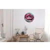 Lippen - Felroze - Graffiti - Verfstrepen Wandcirkel aluminium klein -woonkamer