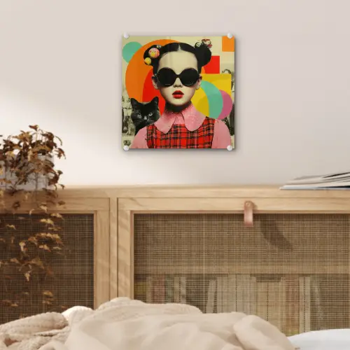 Meisje - Zonnebril - Kat - Retro plexiglas 5mm klein -sfeer4