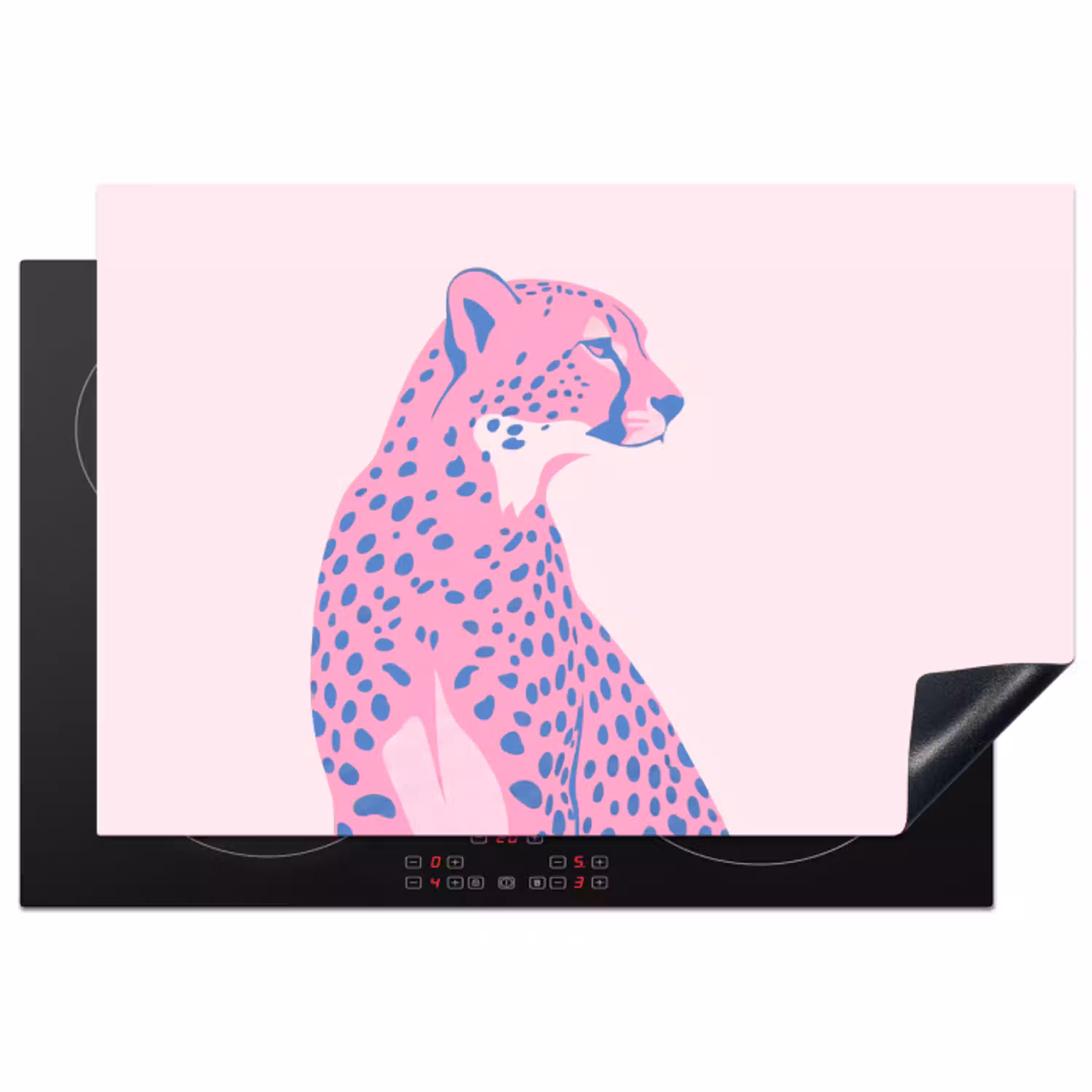 Dieren - Profiel - Abstract - Roze - Blauw Inductie beschermer vinyl 3mm klein -3d