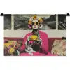 Vrouw - Kat - Bloemen - Kopje - Retro Wandkleed katoen klein -zz3d
