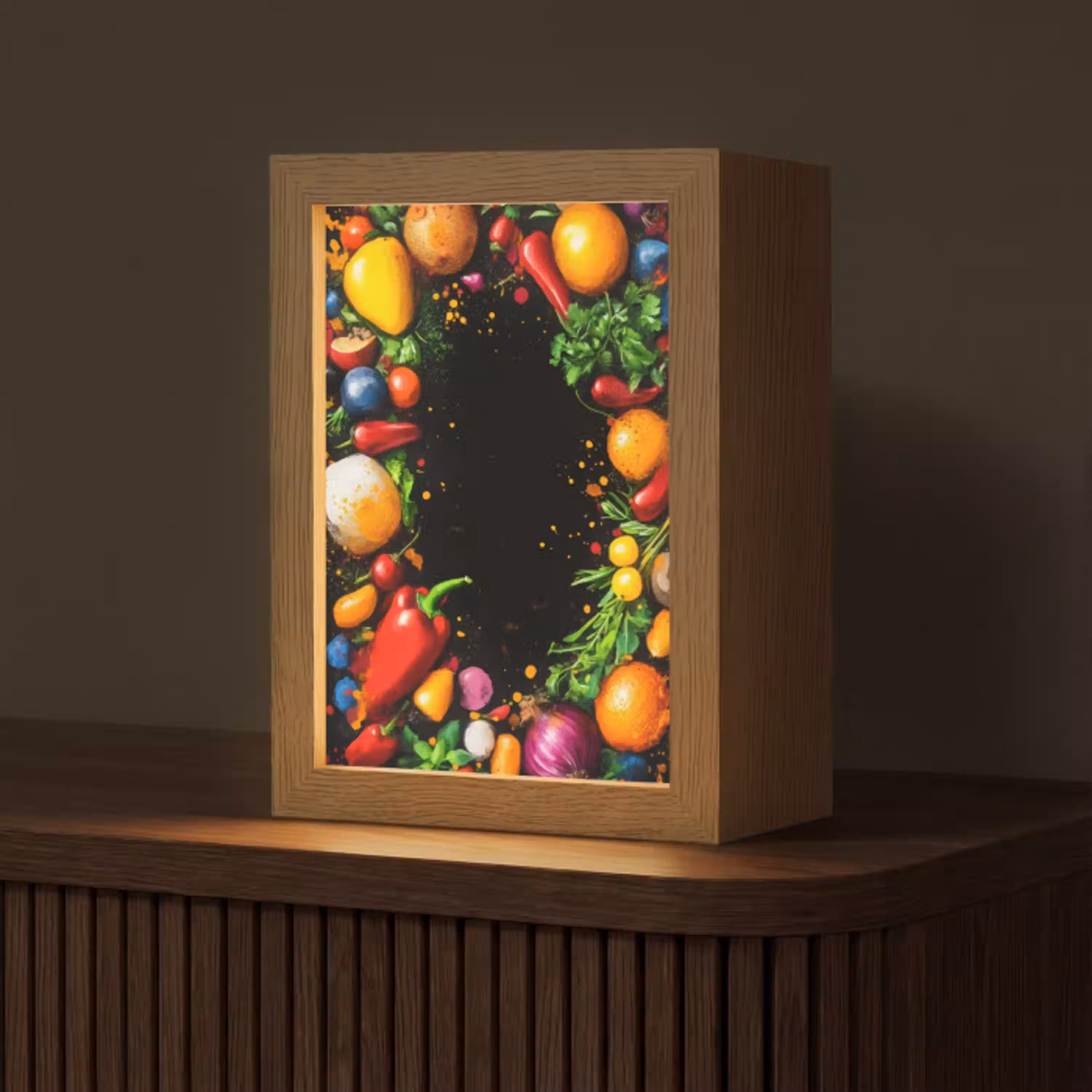 Groente - Graffiti - Kleurrijk - Koken - Abstract Light Box met kabel (Tafellamp) klein -z3d_website