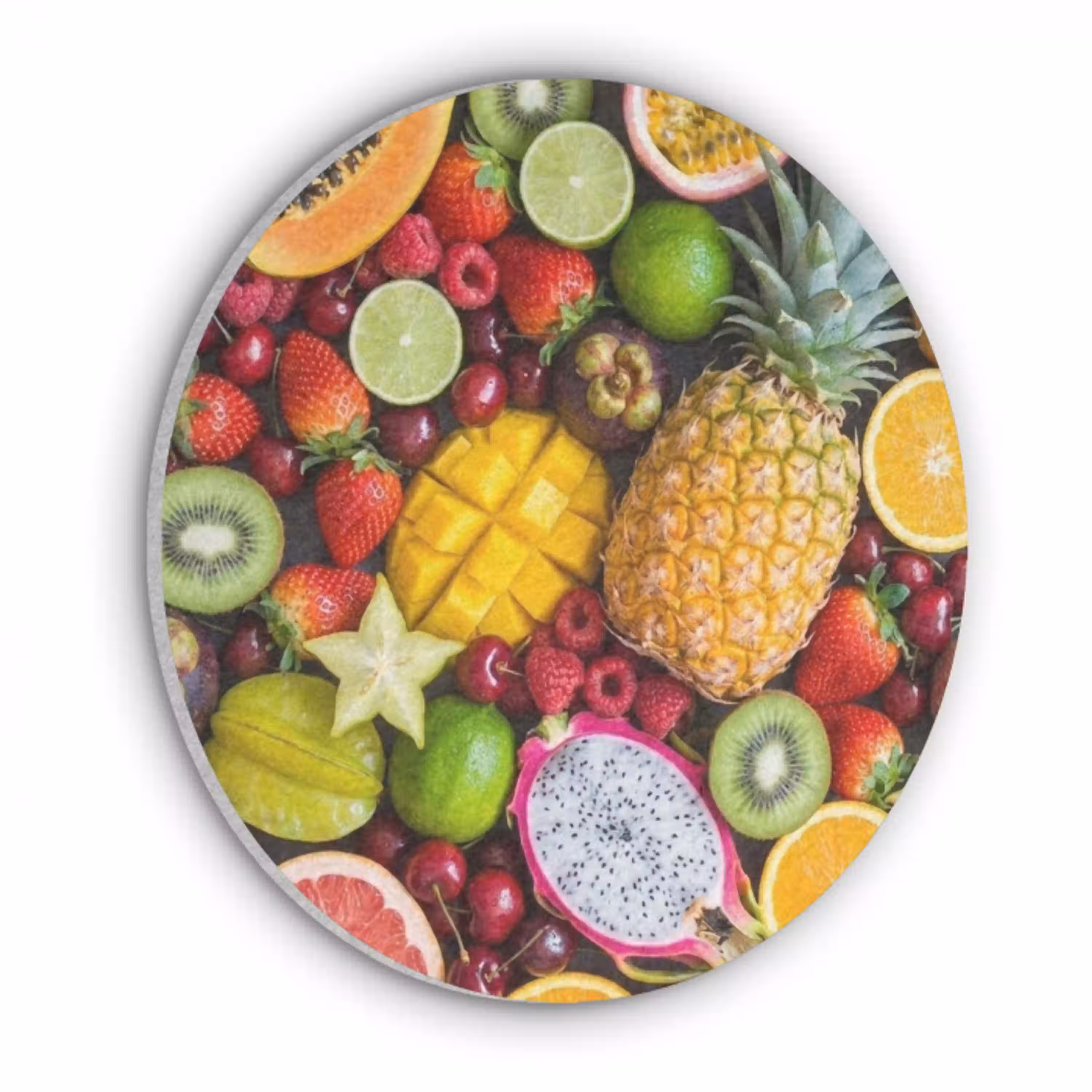 Fruit - Assortiment - Vers - Gezond - Kleurrijk Akoestische PET Vilt - Rond klein -3d