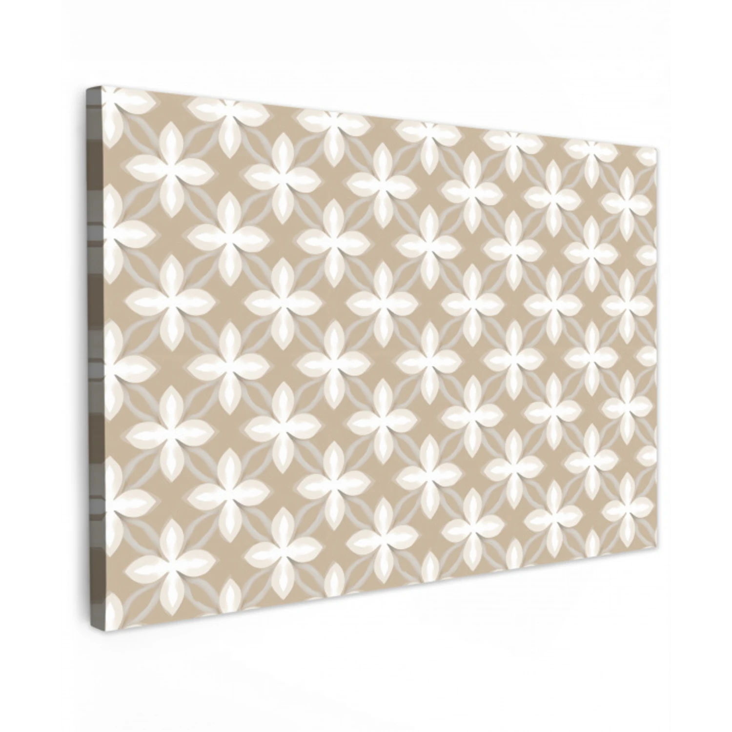 Patroon - Symmetrisch - Beige Tuinposter op houten frame 2 cm dik klein 845 -3d