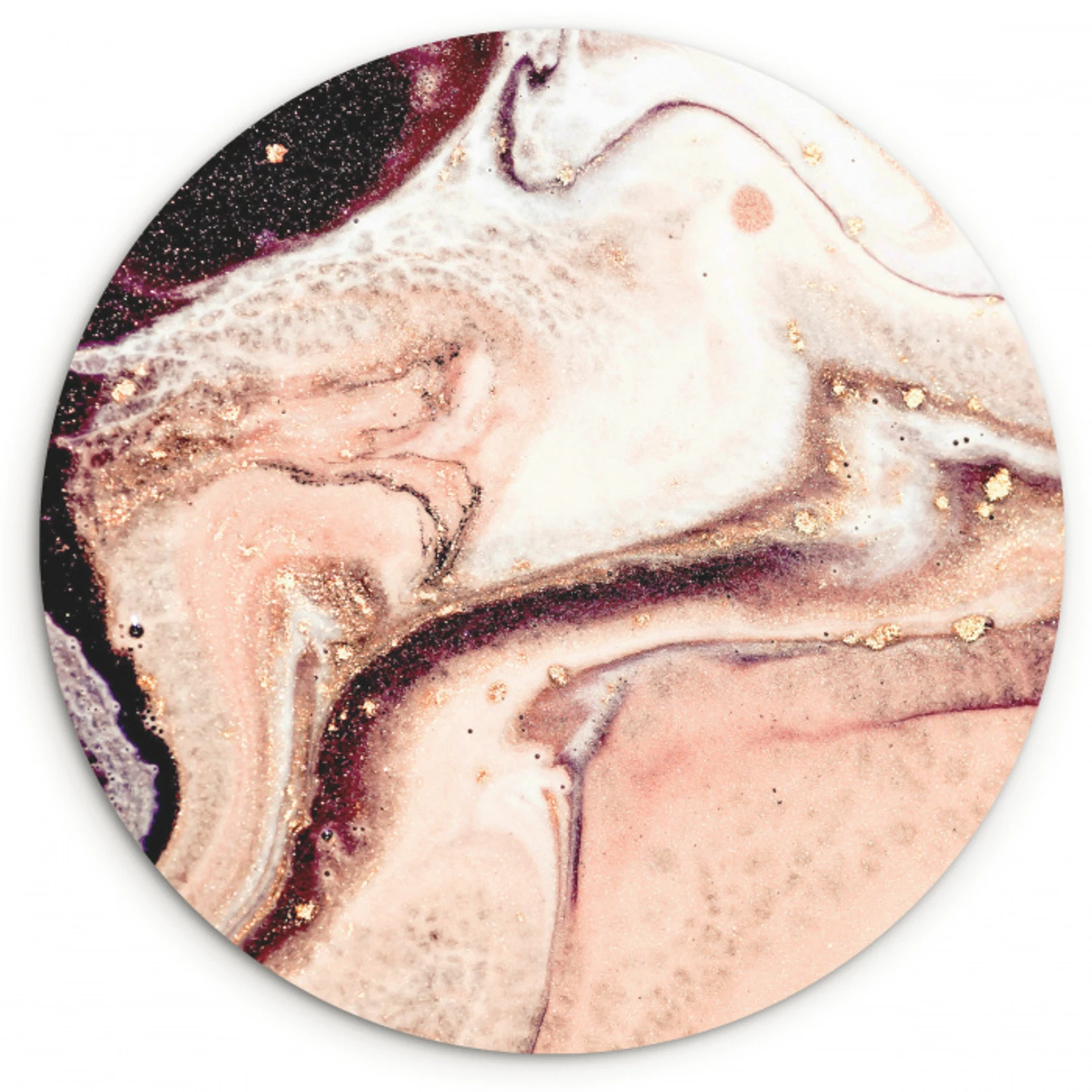 Steen - Marmer - Edelsteen - Abstract - Natuur - Roze Wandcirkel kunststof plaat 5mm dik klein -3d