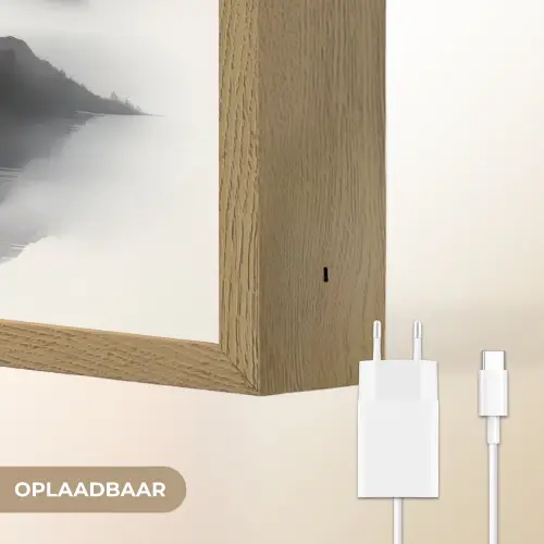 Bergen - Mistig - Water - Wit Light Box met batterij (Wandlamp) middel -USP_websiteoplaadbaarNL