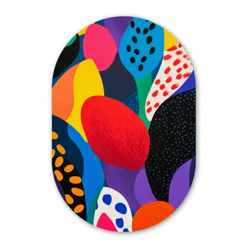 Bloemen - Bladeren - Abstract - Rood Wandcirkel Ovaal Forex klein -3d