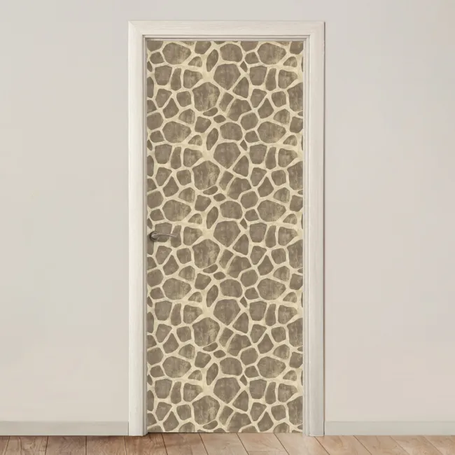 Türtapete - Giraffe - Muster - Beige - Braun