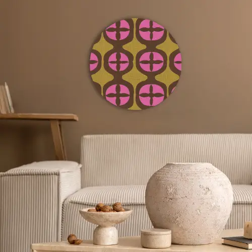 Modern - Patroon - Roze Akoestische PET Vilt - Rond klein 838 -sfeer1