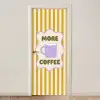 More coffee - Geel - Paars - Strepen - Mok deurposter klein -3d_beige