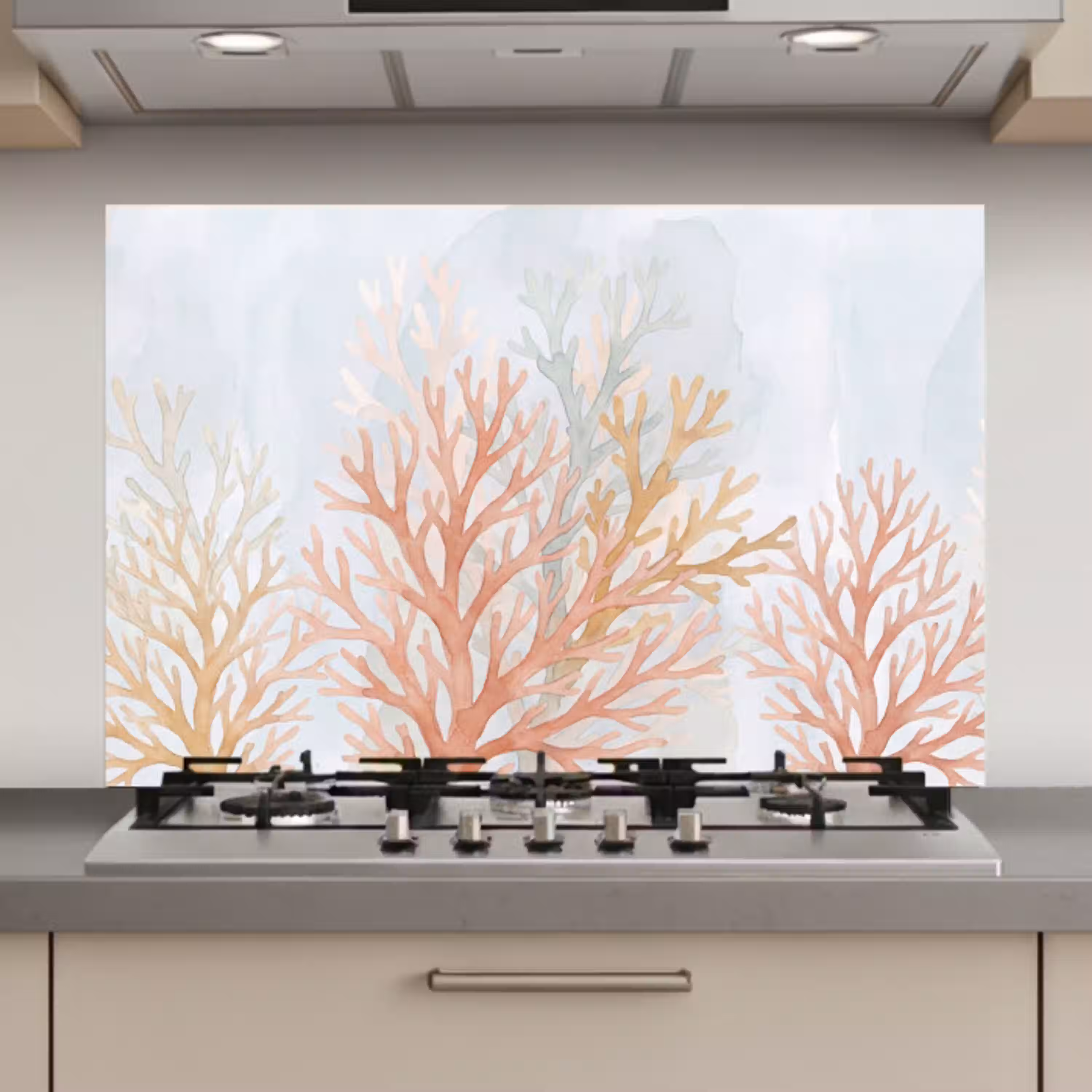 Natuur - Abstract - Aquarel - Organisch - Warm keuken achterwand spatscherm klein -3d_website