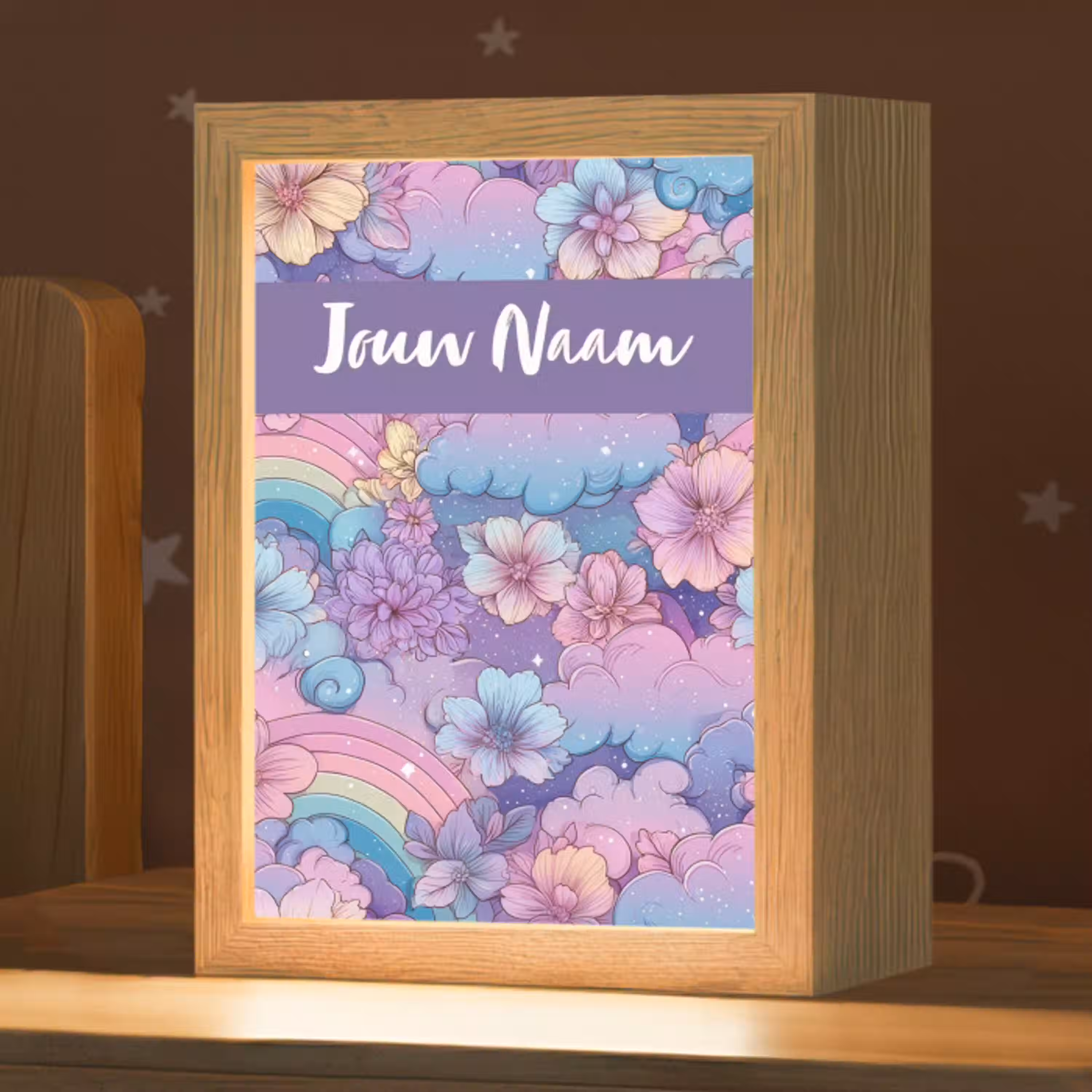 Regenbogen - Bloemen - Kleurrijk - Wolken Light Box met kabel (Kinderlampje) klein -zzz_3d_website