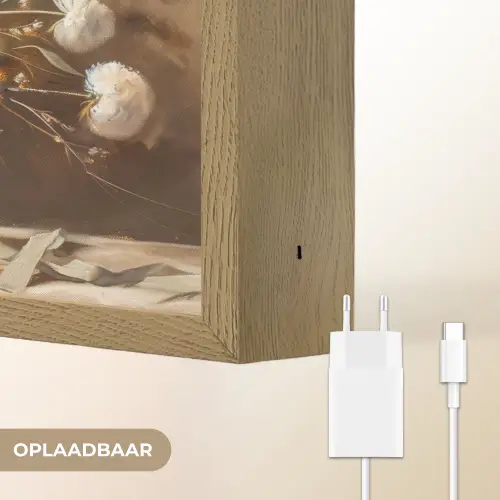 Bloemen - Vaas - Stilleven - Beige Light Box met batterij (Wandlamp) middel -USP_websiteoplaadbaarNL