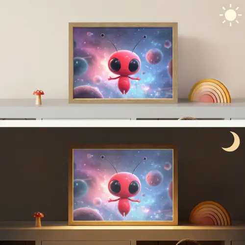 Buitenaards wezen - Rood - Planeten Light Box met batterij (Wandlamp kind) middel -sfeer3_kind