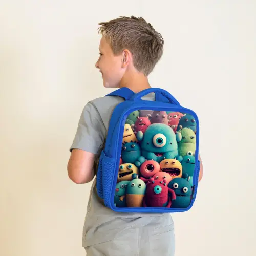 Monster Menigte Kinderrugzak - Blauw middel -sfeer2