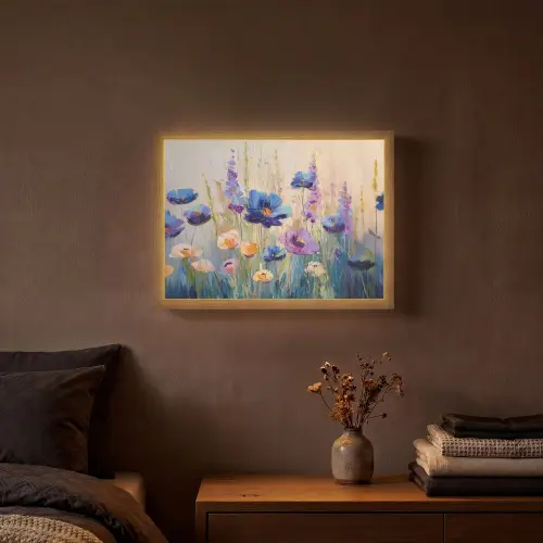 Zomers - Wilde bloemen - Penseelstreken Light Box met batterij (Wandlamp) middel -sfeer4