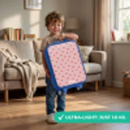 Hartjespatroon met roze kleuren Kinderkoffer - Blauw klein -sfeer2_EN