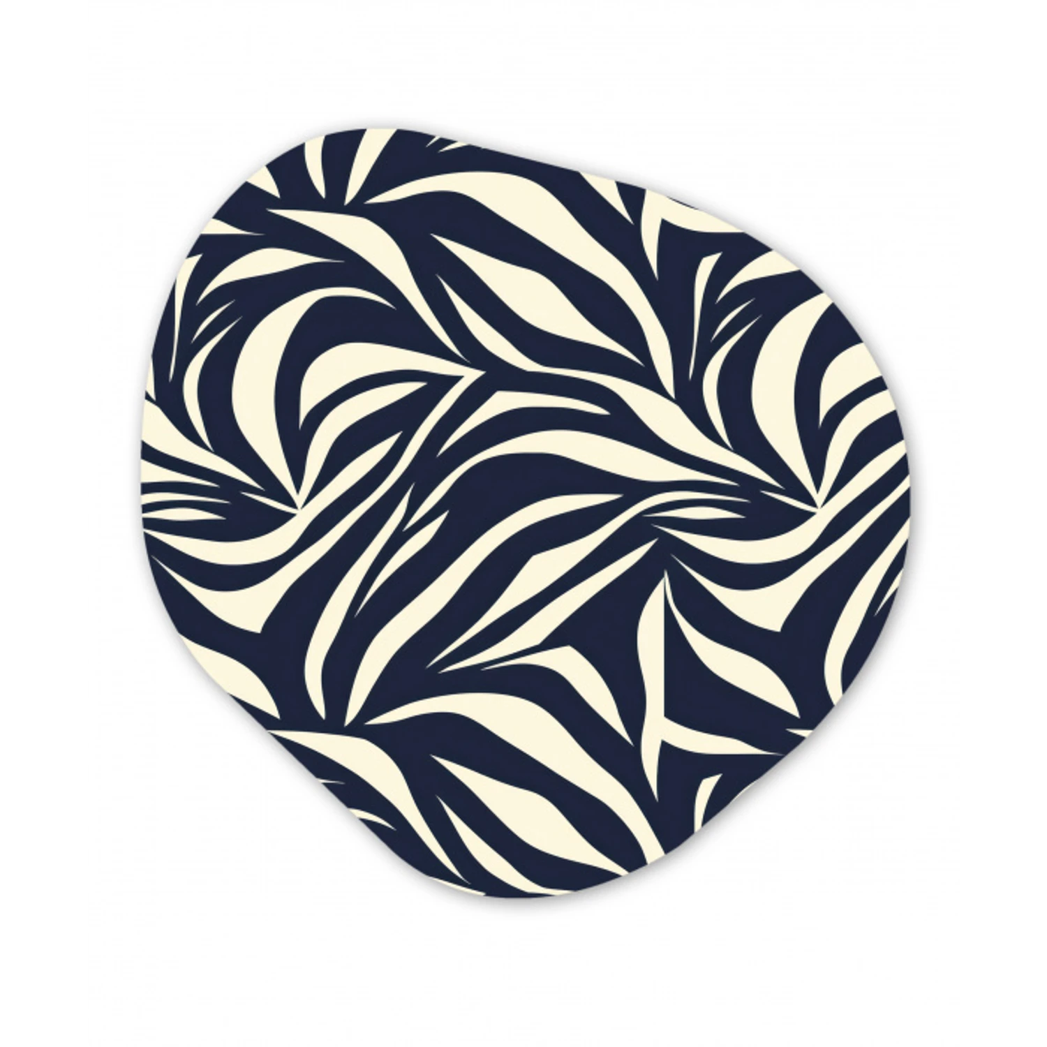 Bladvormen - Blauw - Patroon - Wit Wandcirkel Organisch Forex 3mm klein 629 -3d