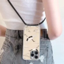 Kraanvogels - Bloesem - Beige Hoesje iPhone 16 Pro Max met koord klein -sfeer5