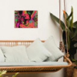 Vrouw - Microfoon - Neon tuinposter los doek klein -sfeer7