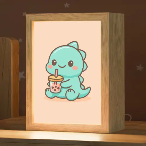 Dino - Boba - kawaii - Oranje Light Box met kabel klein -zzz_3d_website