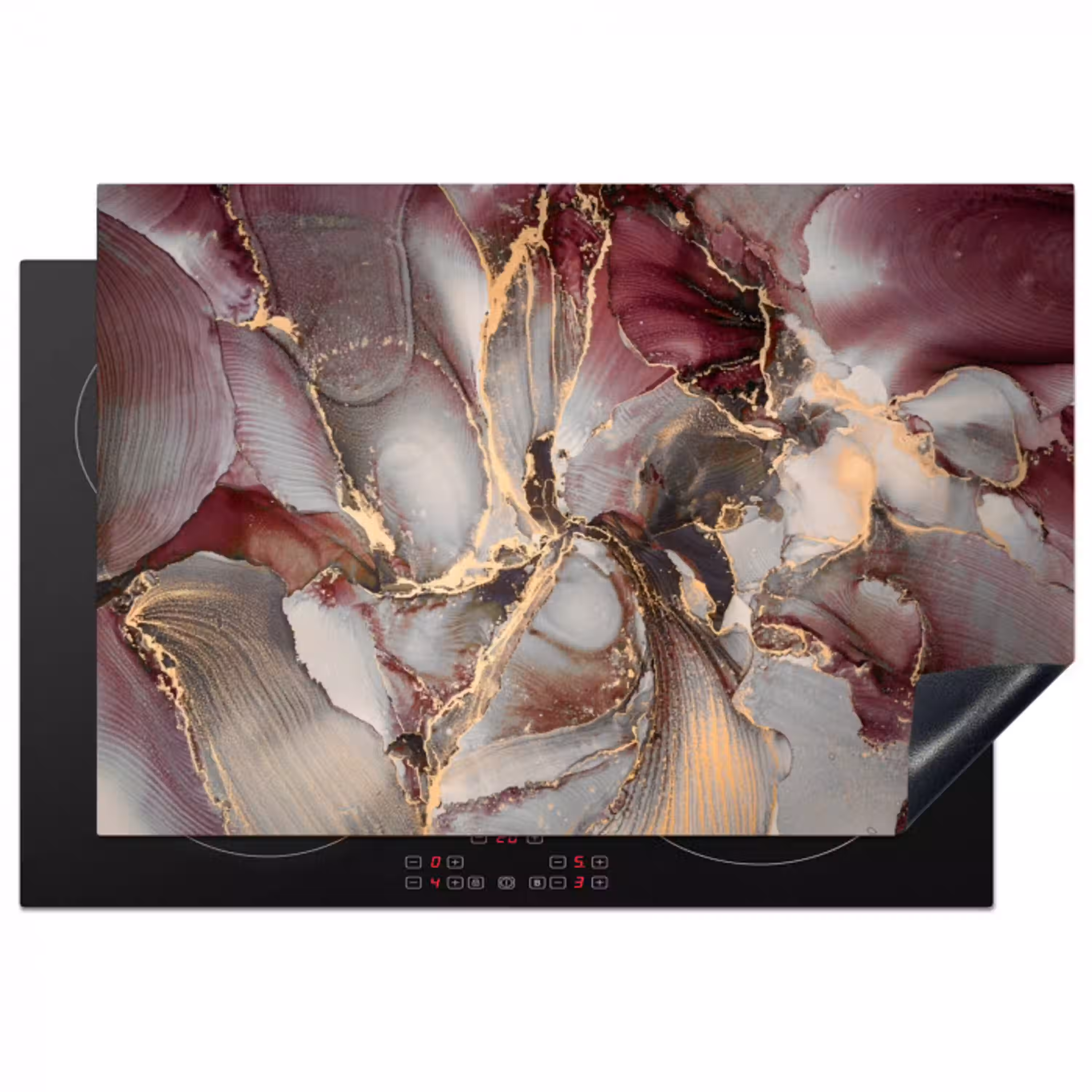 Goud - Marmer - Paars Inductie beschermer vinyl 3mm klein -3d