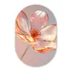 Glazen - Bloem - Roze Wandcirkel Ovaal Forex klein -3d