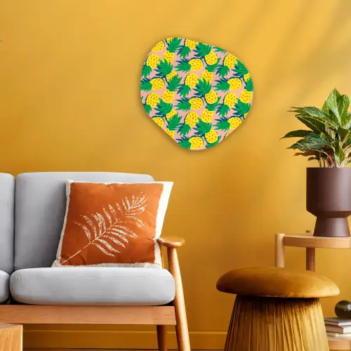 Ananas - Geel - Groen - Tropisch Wandcirkel Organisch Forex 3mm klein 629 -sfeer4