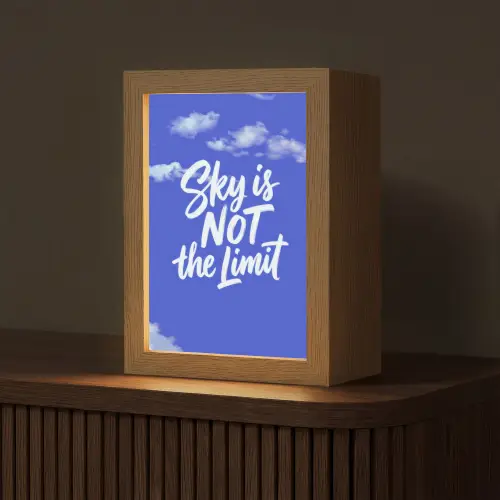 Sky is not the limit - Blauwe lucht - Wolken Light Box met kabel (Tafellamp) klein -z3d_website