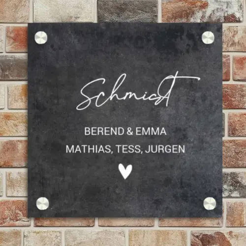 Donker steen - Sierlijk Naambord Vierkant klein -sfeer2