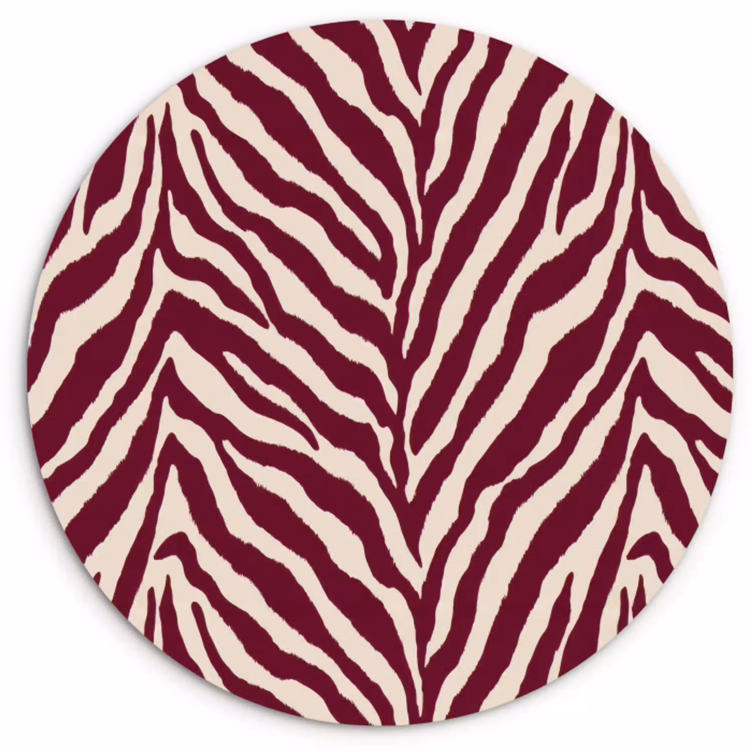 Zebra - Motief - Bordeaux - Rood Wandcirkel kunststof plaat 5mm dik klein 188 -3d