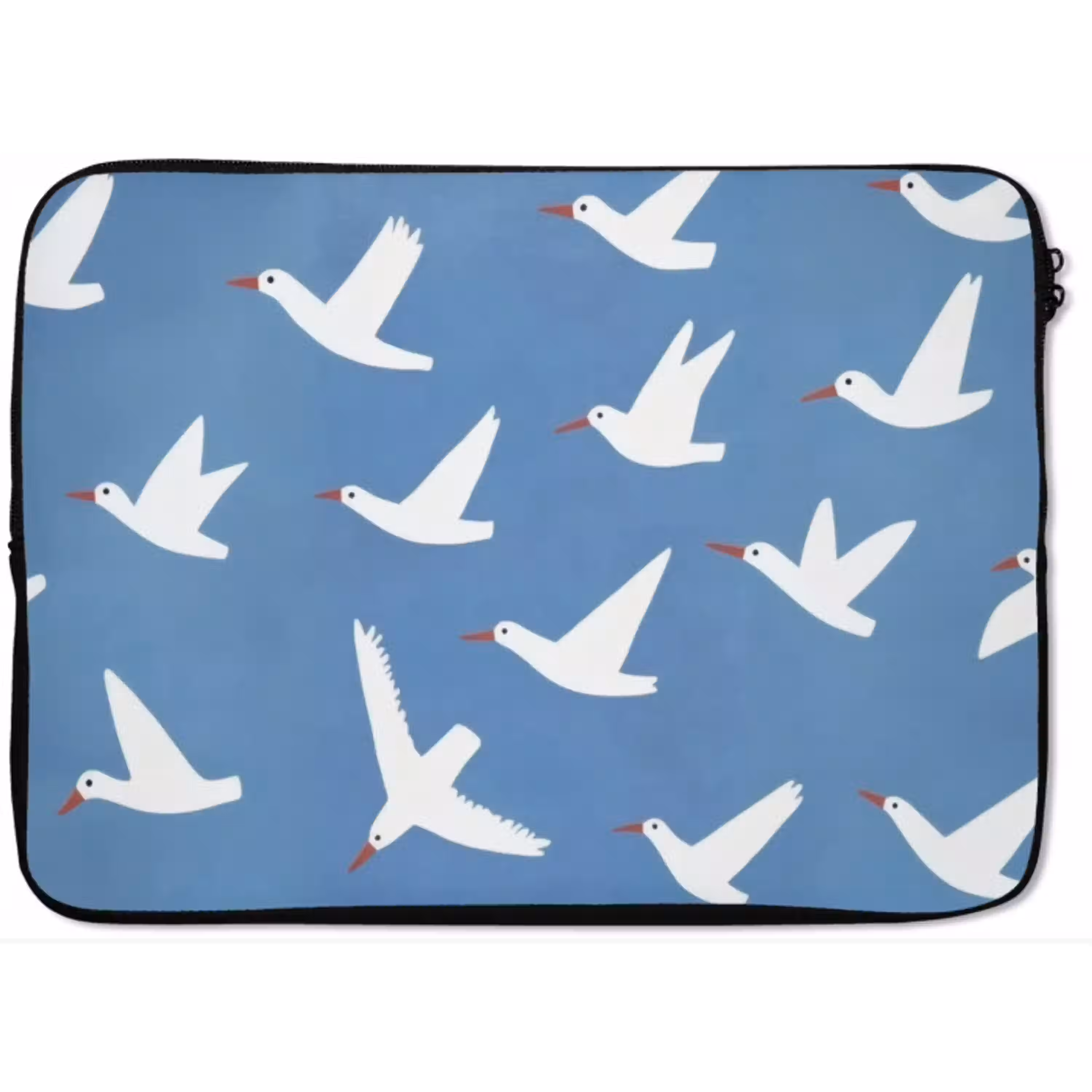 Vogels - Wit - Patroon laptophoes neopreen klein -zkaufland3dotto