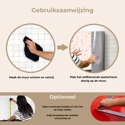 Vormen - Zalmroze - Patroon keuken achterwand spatscherm klein 900 -gebruiksaanwijzing_NL