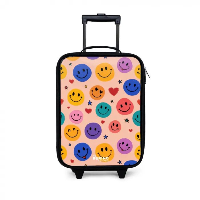 Vrolijk Smiley-patroon Kinderkoffer - Zwart klein -3d